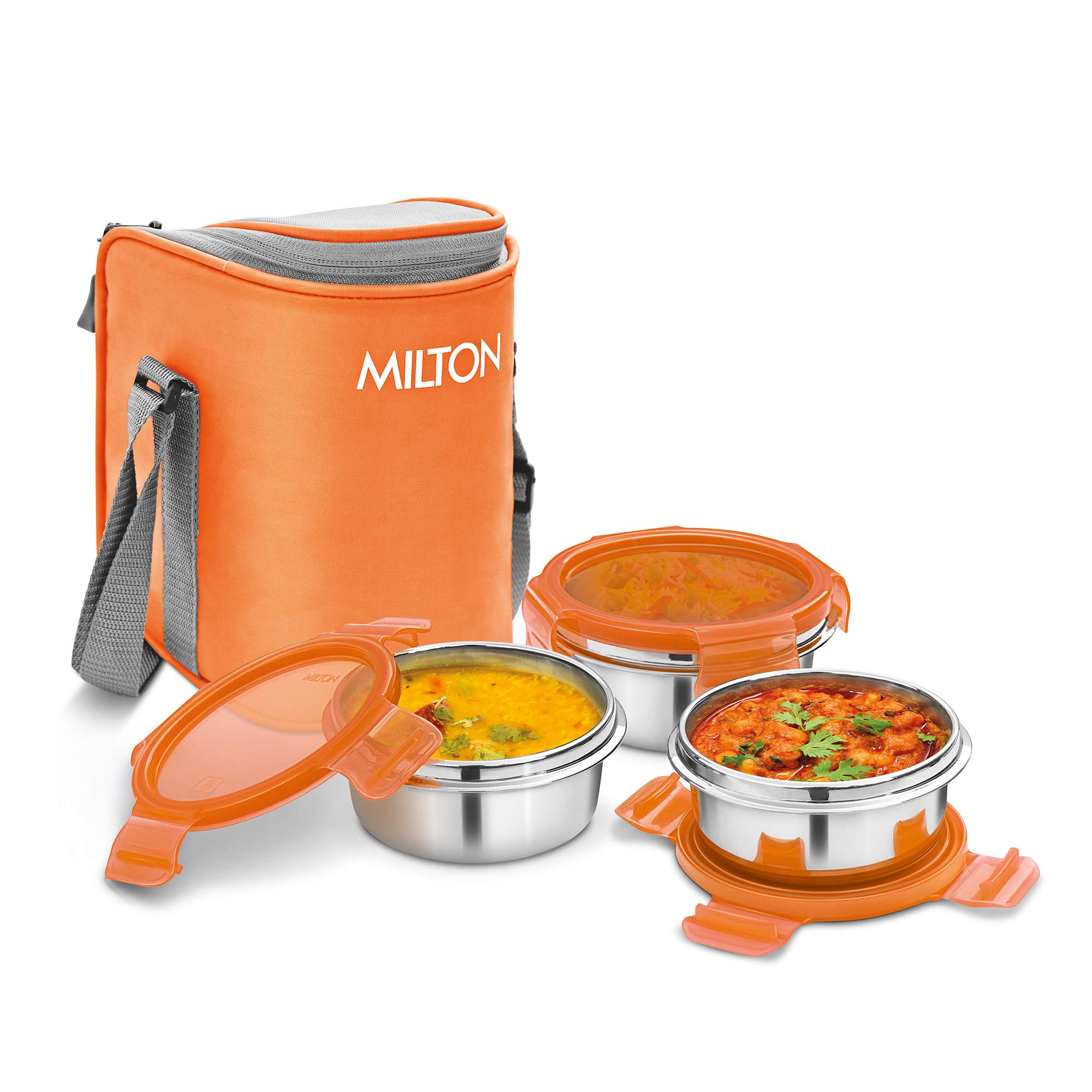 MILTON Legend Deluxe 3 Stainless Steel Containers with Steam Vent 200 ml Each, Hot & Cold Leak-Proof Insulated Lunch Box for Office, College, Picnic, Silver — Amazon image 11