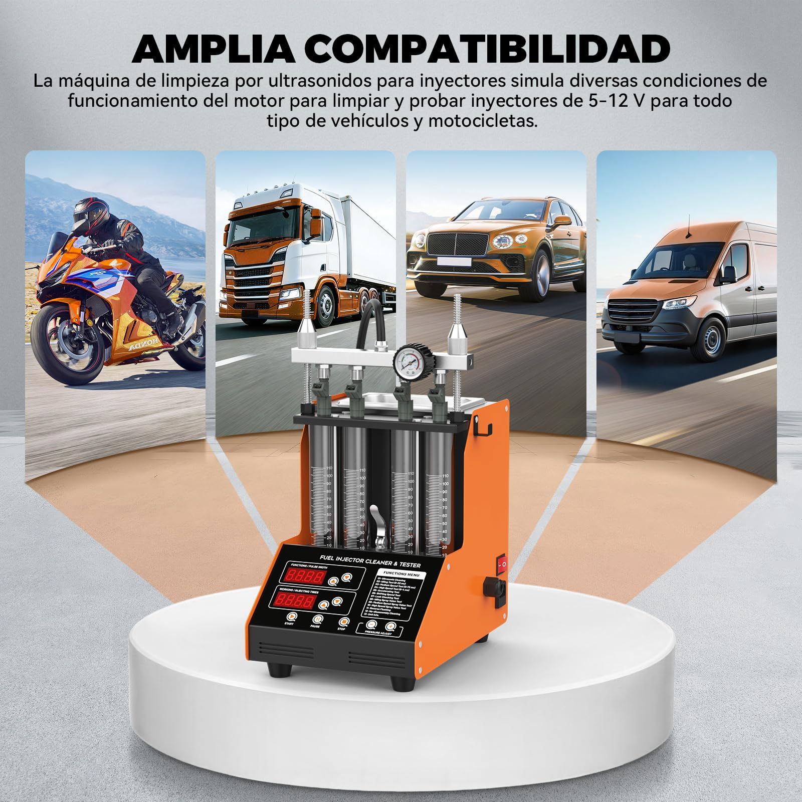 KAISAL CN100 220V Limpiador y Probador de Inyector de Combustible Automotriz, Máquina de Limpieza Ultrasónica de Inyectores de Combustible, Kit de Comprobador y Limpiador de Inyectores de Combustible