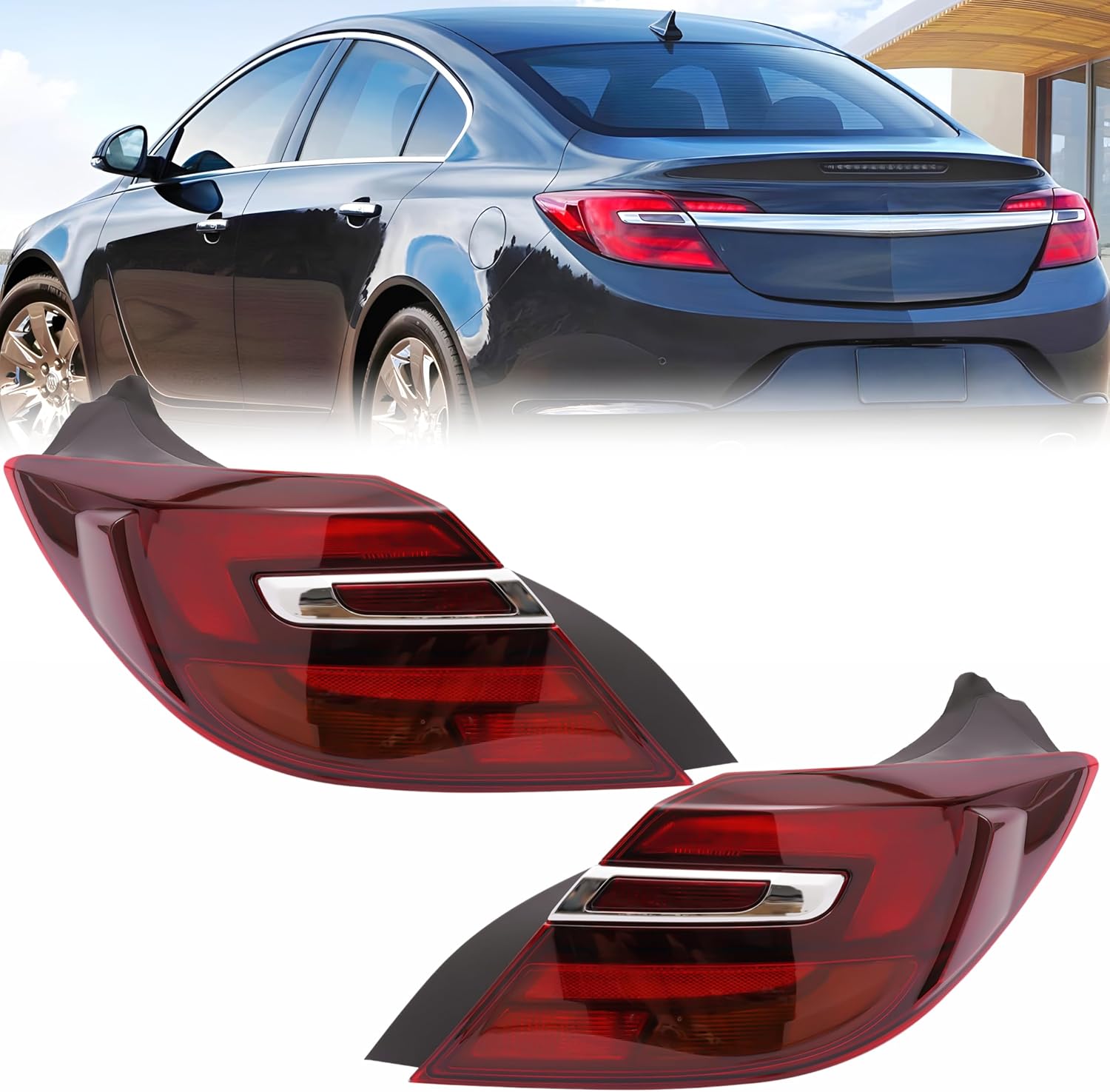 CHENDIAN Tail Light Assembly for 2014–2017 Buick Regal Left and Right Rear Outer with Bulbs