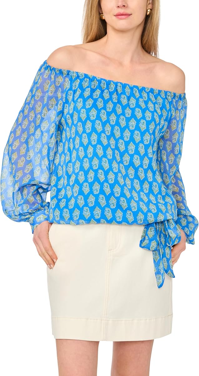 Vince Camuto Blusa de manga larga con hombros descubiertos para mujer