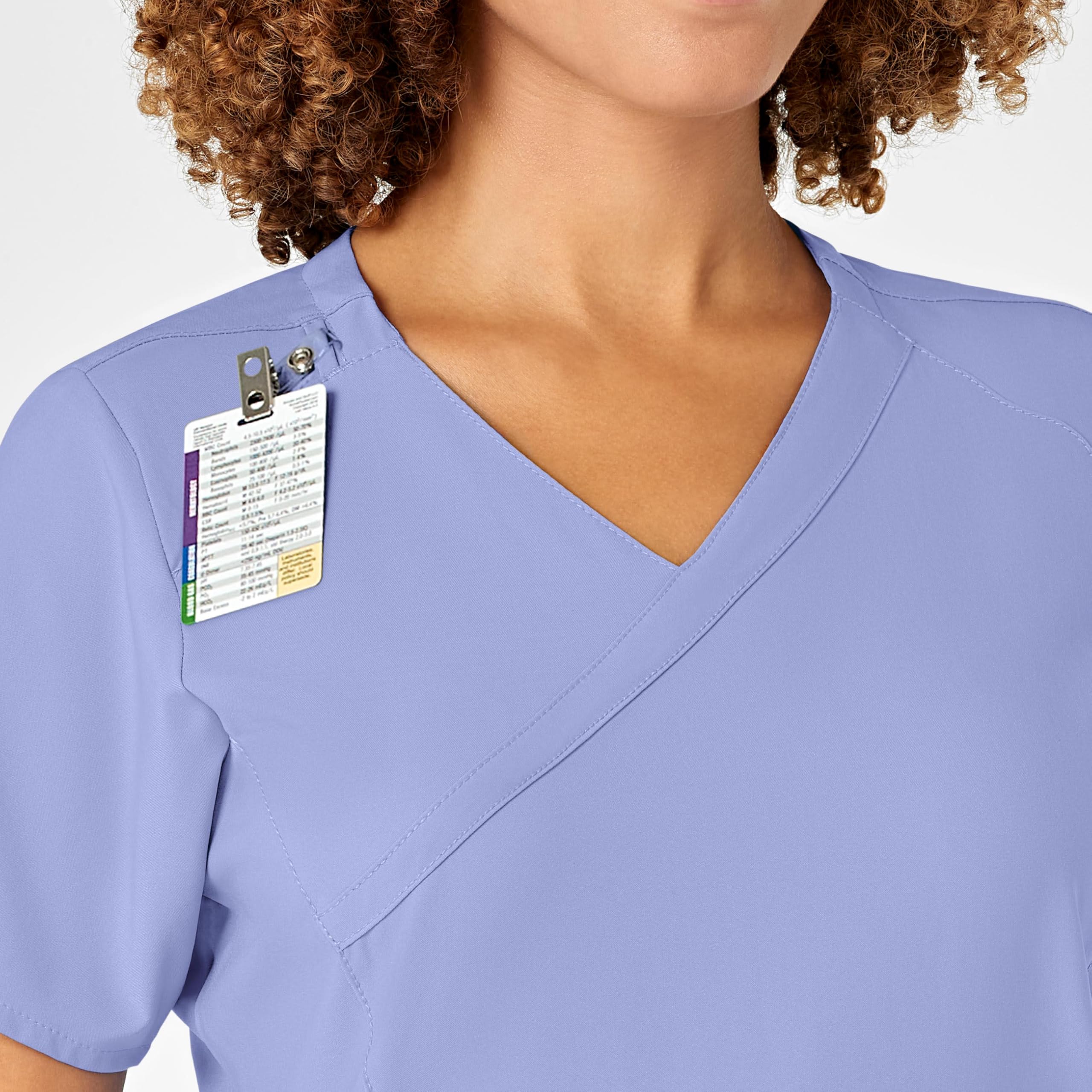 WonderWink Women's Plus-Size Women's Mock Wrap Top Shirt, Ceil Blue, 3-XLarge