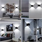 Juyace LED Sconce Wall Lighting 20W Outdoor wall Light Up and Down Exterior Light Fixtures Angle-Adjustable Black Square Aluminum 4.7" IP65 6000K for Porch Patio Garage Backyard Garden 2 Pack