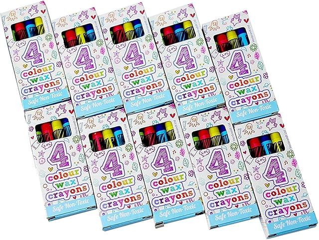 Karrma Ltd. 8 X Wax Crayons Pk of 4 Wax Crayons For Kids |4 wax Crayons per box Party Bag Fillers For Kids Party Supplies For Any Occasion