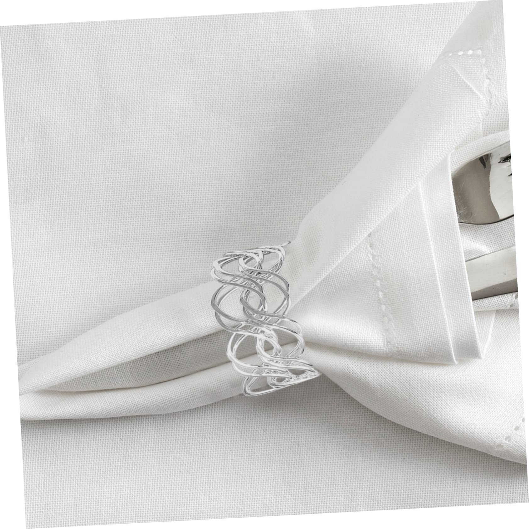 Anneaux de Serviette en Métal Tressé 6 Pièces Argenté