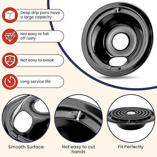 Miniatura 4 de Bandejas de goteo de porcelana WB31M20 WB31M19 y quemadores de estufa eléctrica WB30M1 WB30M2 de repuesto para estufa de G*E Hot*Point, incluye 4