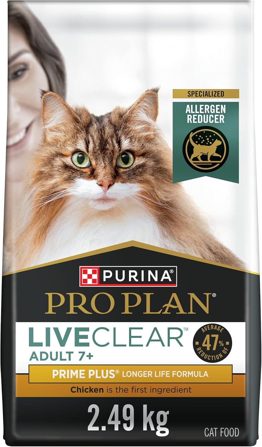 Purina Pro Plan LiveClear Dry Cat Food, Adult 7+ Chicken & Rice 2.49kg