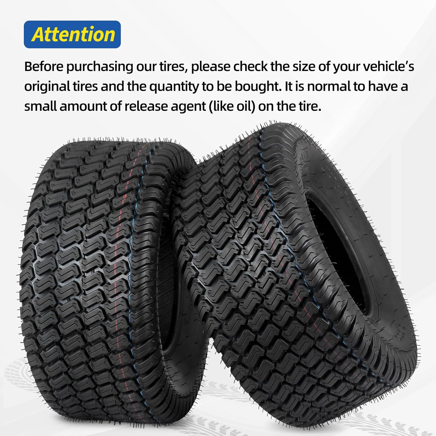 GICOOL 18x8.50-8 Lawn Mower Tire, 18x8.5-8 Tractor Lawnmower Tire, 4 Ply Tubeless Tire, Turf-S Pattern, Set of 2