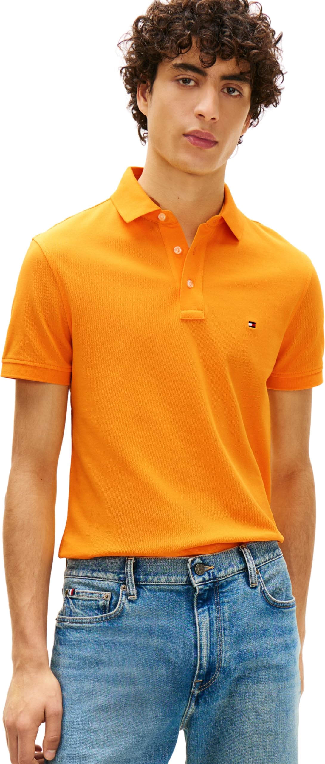 Tommy Hilfiger Men's 1985 Slim Polo Mw0Mw17771, Orange, XXL
