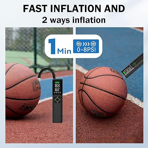 Miniatura 3 de Z10 Electric Ball Pump for Sport Ball,2000mAh 15 PSI Portable Automatic Air Pump Fast Ball Inflator with 2 Needles,Precise Pressure Gauge for