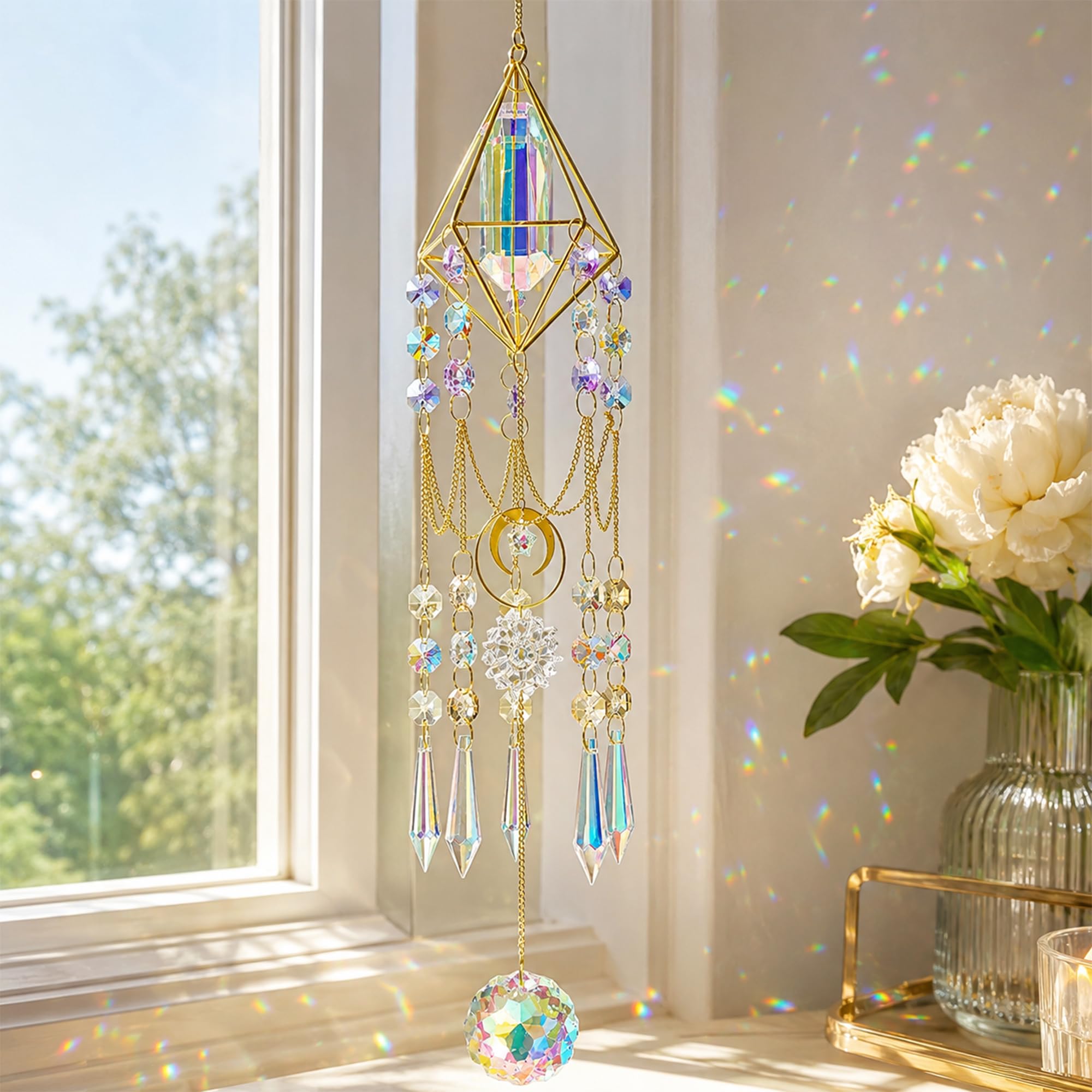 コレクターズピース ガーデン水晶 六角柱 桜雲アート ファントム／レインボー Amazon.com: H&D HYALINE & DORA Crystal Prisms Suncatcher Window