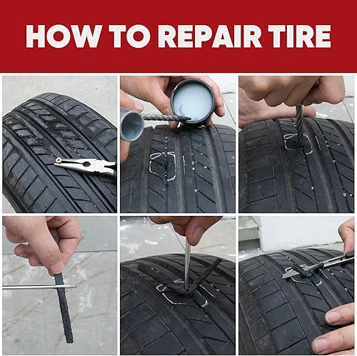 Miniatura 6 de Kit de reparación de neumáticos de 25 piezas con bolsa de nailon para automóvil, motocicleta, ATV, Jeep, camión, tractor reparación de pinchazos de