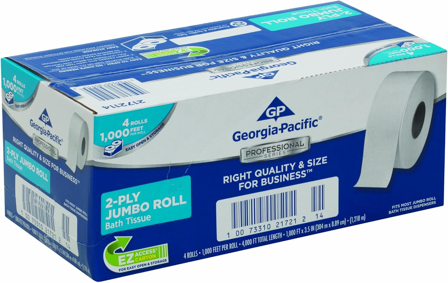 Georgia-Pacific Professional Series Jumbo Jr. 2-Ply Toilet Paper by GP PRO (Georgia-Pacific), 2172114, 1000 Feet Per Roll, 4 Rolls Per Case