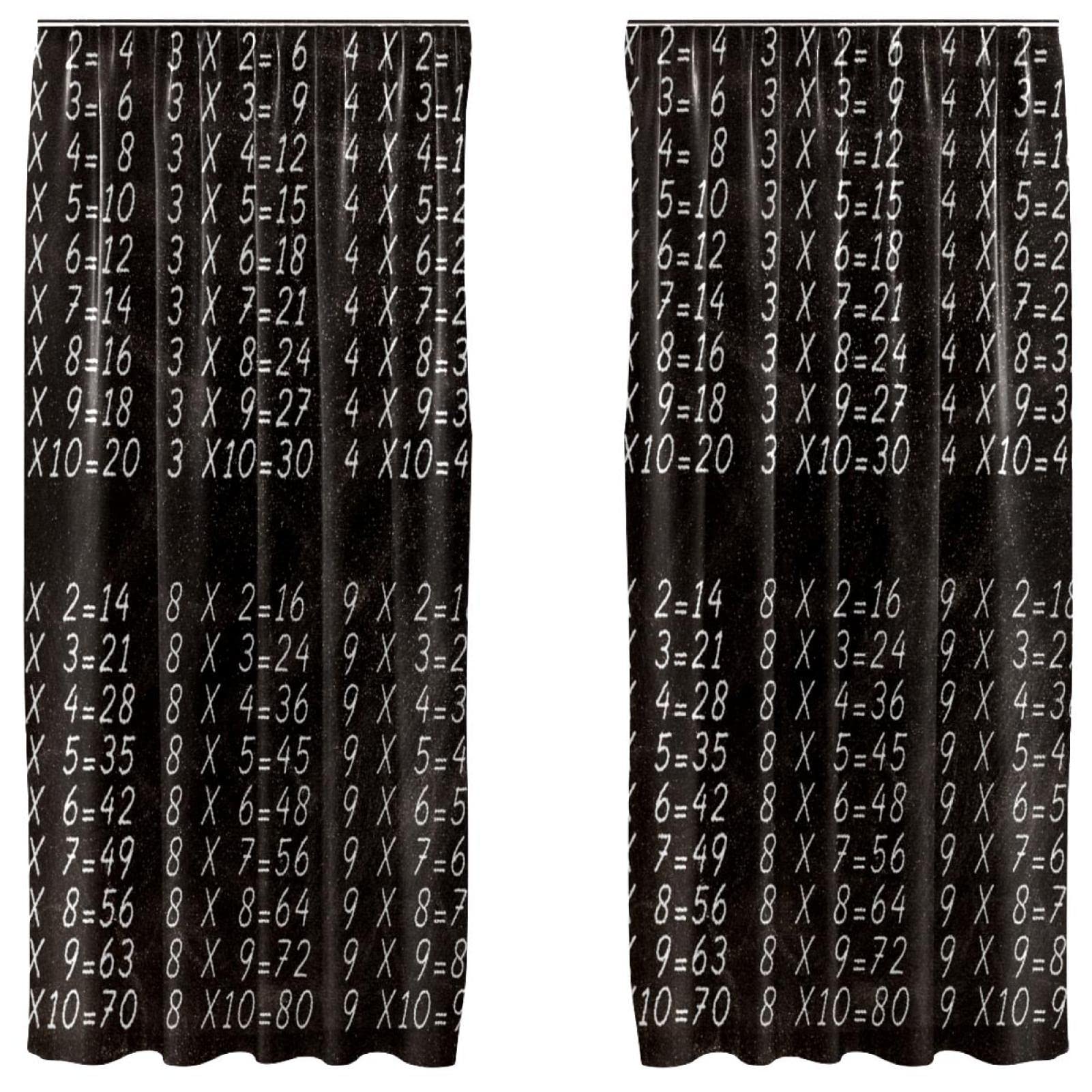 Rideaux de fenêtre éducatifs noirs avec table de multiplication 140x213 cm