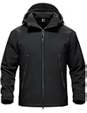 Men's Hooded Softshell Jacket Waterproof Fleece Lined Rain Jacket Lightweight Windbreaker Winter Coat Outdoor Hiking