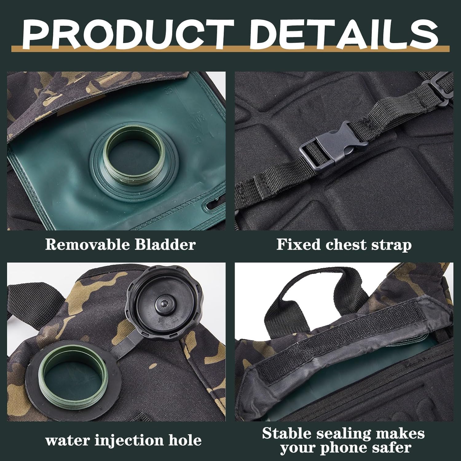 4 Pack Tactical Hydration Backpack with 3L Water Bladder Military Daypack Water Backpack Lightweight Hydration Back Pack for Running Cycling Climbing Hiking for Men Women