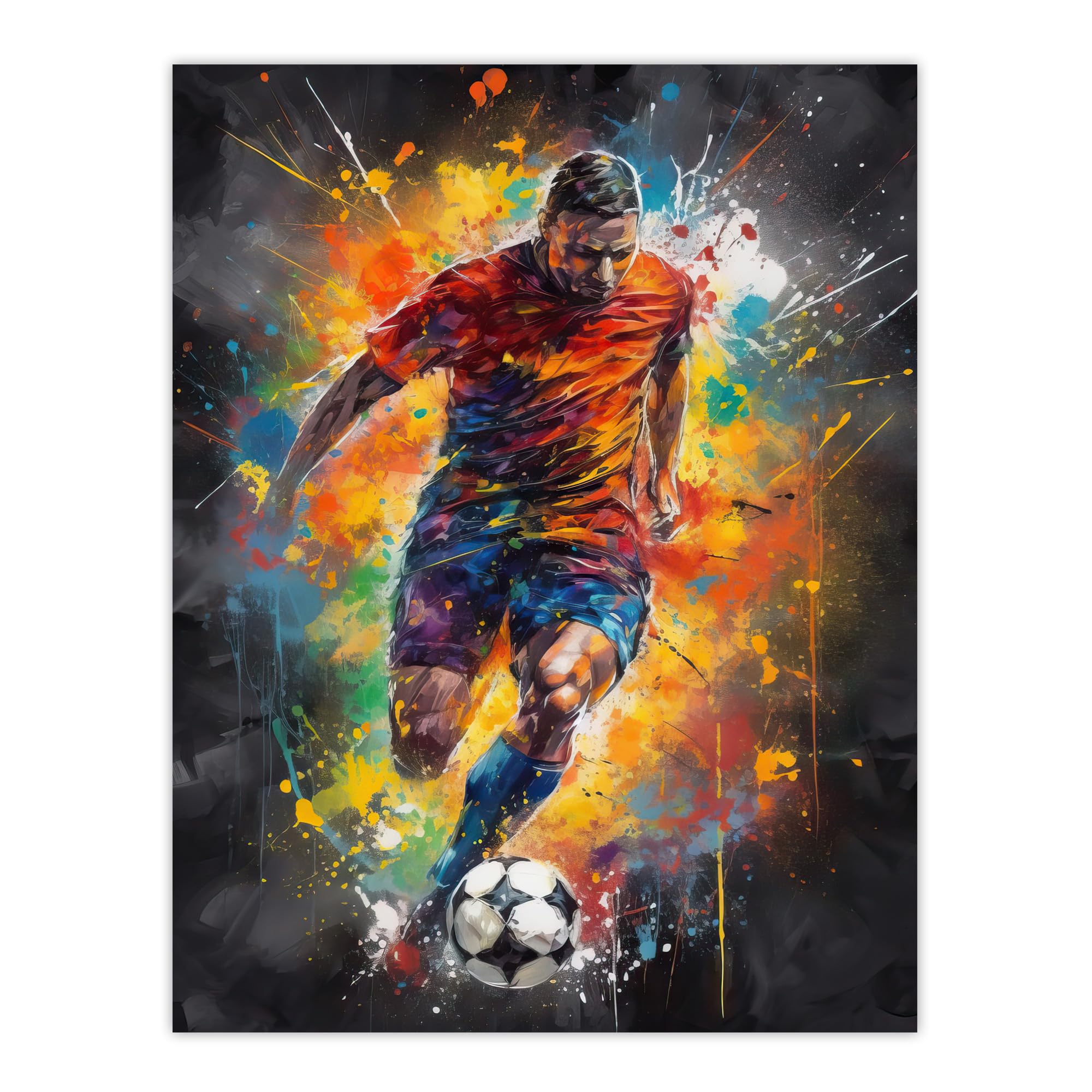 Artery8 Football Striker Colourful Artwork Boys Bedroom Gift For Him Fan Man Cave Extra Large XL Wall Art Poster Print