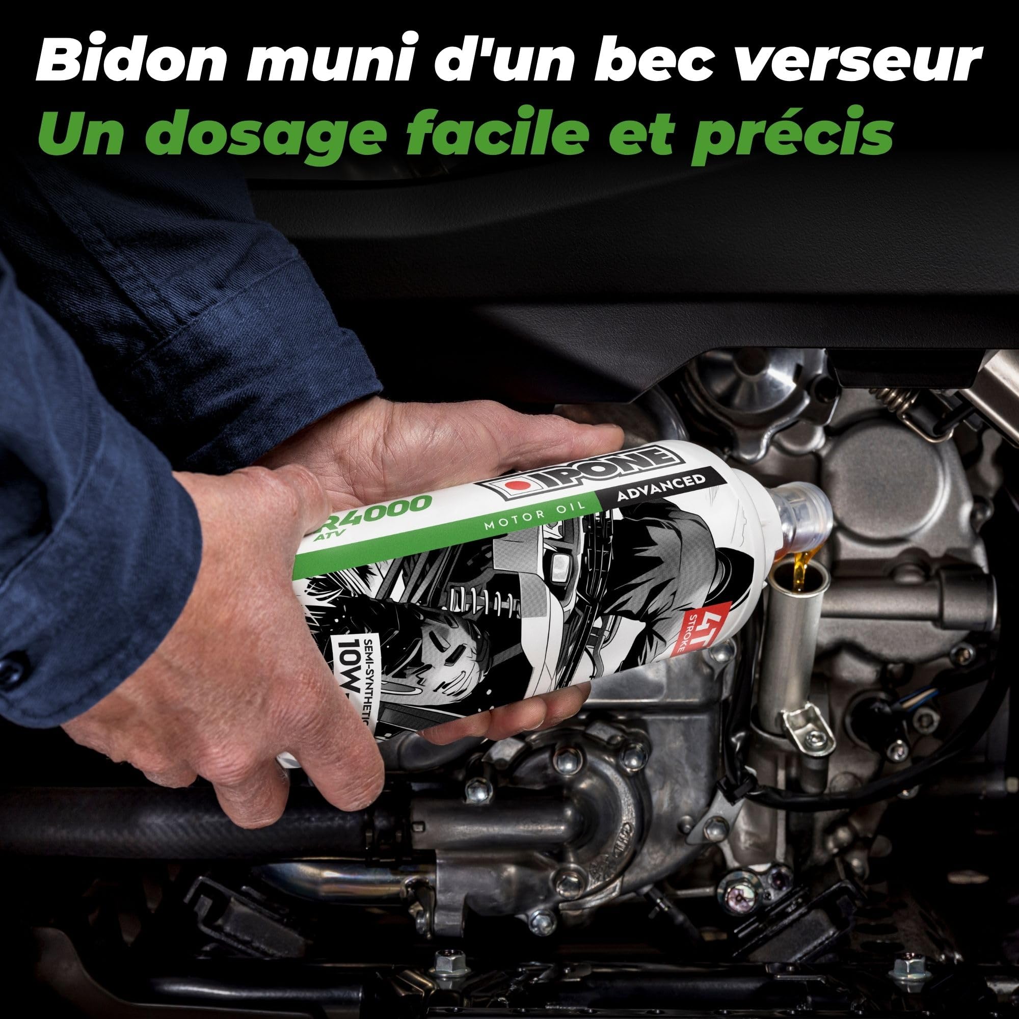 IPONE - Huile Quad 4 Temps ATV 4000 RS 10W40 - Lubrifiant Semi-Synthétique - Usages Agricole et Utilitaire - Résistance à l'Usure - Protection du moteur - Anti-corrosion et anti-oxydation - 2L