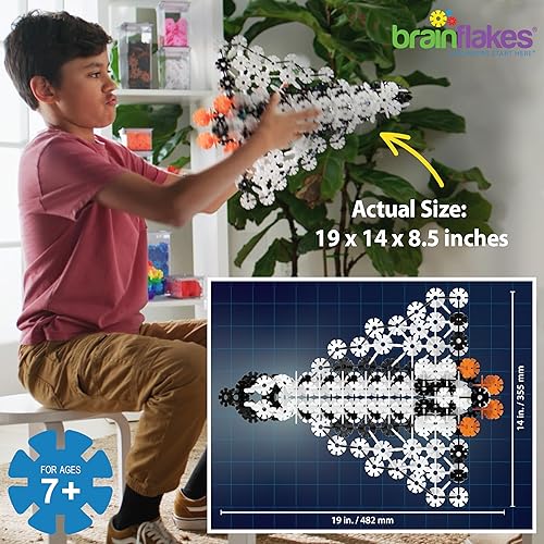 Miniatura 3 de VIAHART Brain Flakes - Juego de construcción de transbordador espacial con folleto detallado de instrucciones paso a paso, 381 piezas, ruedas y ejes