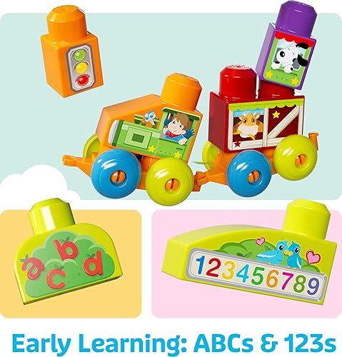 Miniatura 5 de MEGA BLOKS First Builders - Juguetes de bloques para niños pequeños, mesa de actividad portátil "Construye y Aprende" con 30 piezas y almacenamiento