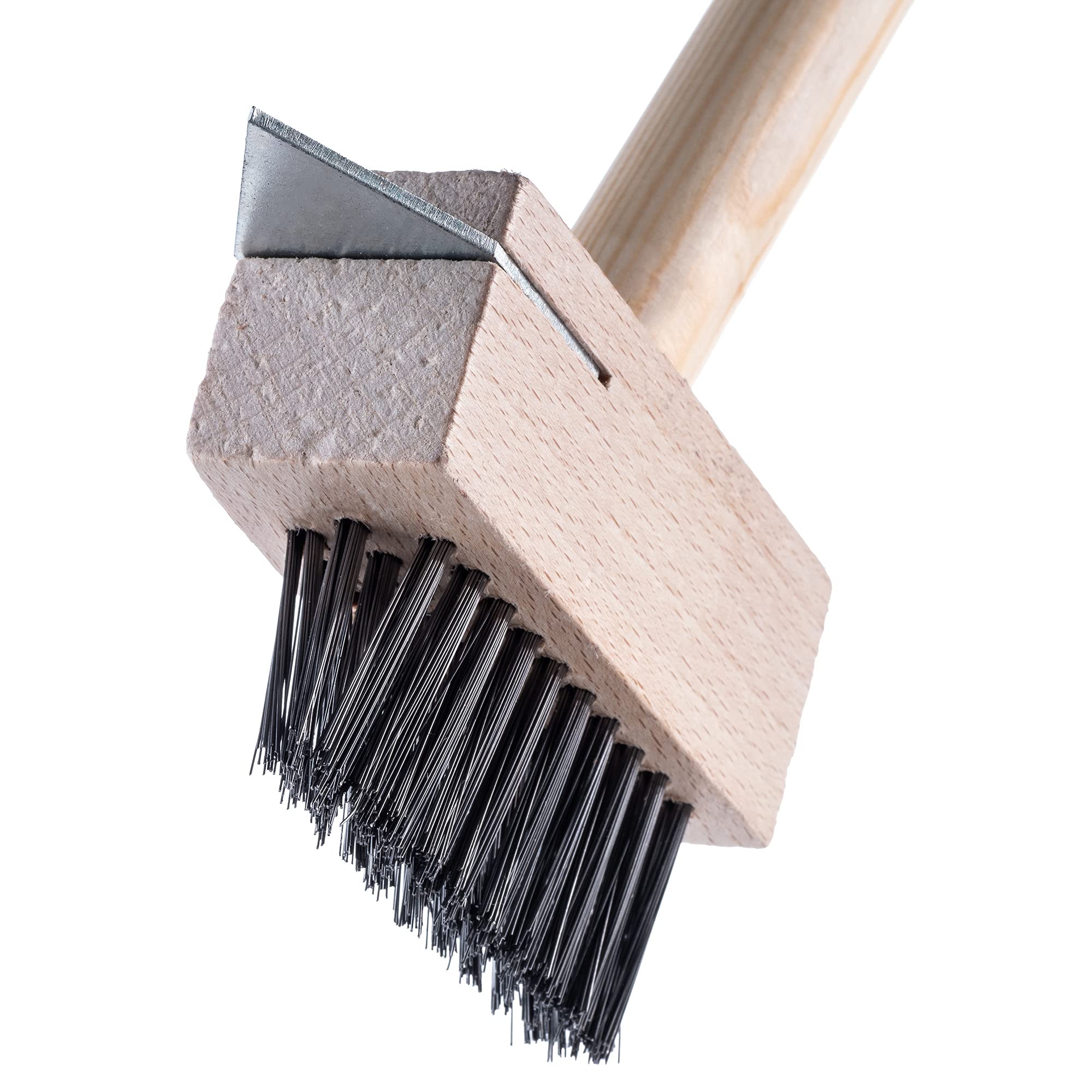 Brosse Désherbante 2 En 1 Pour Terrasse – Manche 133 Cm, Têtes Triangulaire & Rectangulaire, Nettoyeur Joints Pavés Et Allées