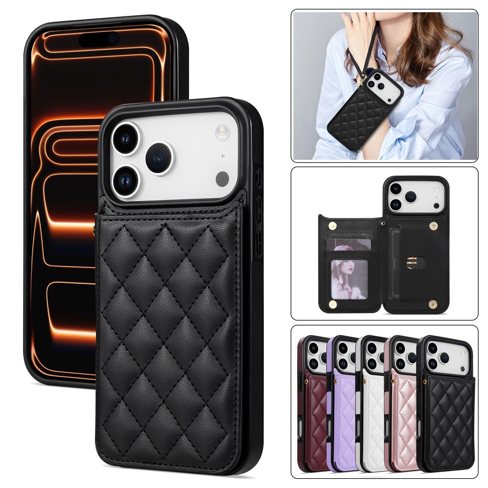Generic Custodia compatibile con iPhone 12 (colore nero) Custodia a libro in silicone rigido con cinturino in pelle