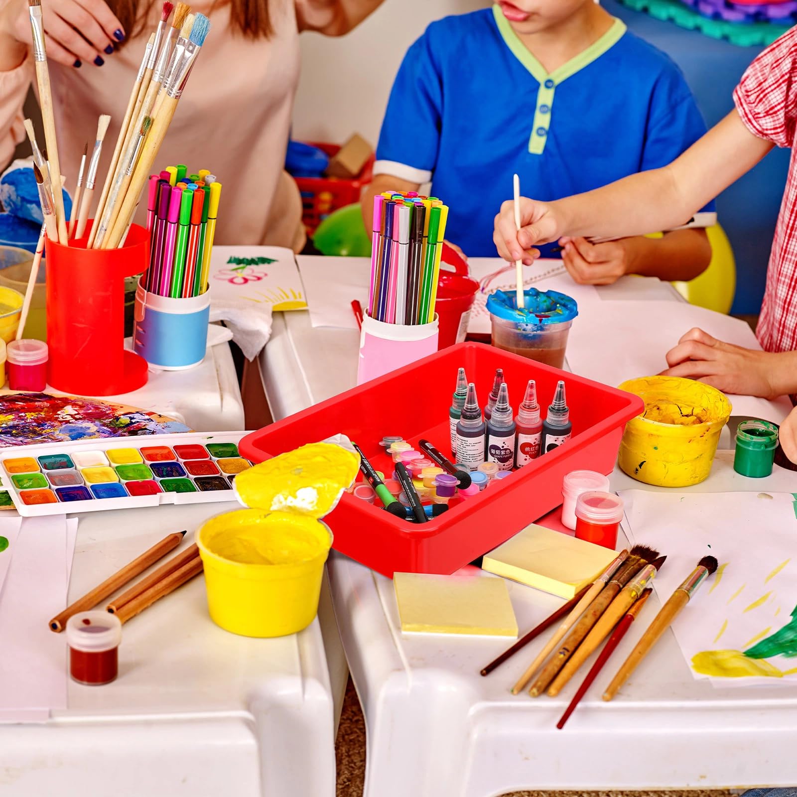 24 Stück PapierOrganizer, Briefgröße, flache Aufbewahrungstablett, buntes Kunststoff, zum Einschieben, Klassenzimmer, Aktenhalter, Körbe für Klassenzimmer, Büro, Lehrer, Buch, Schulbedarf und