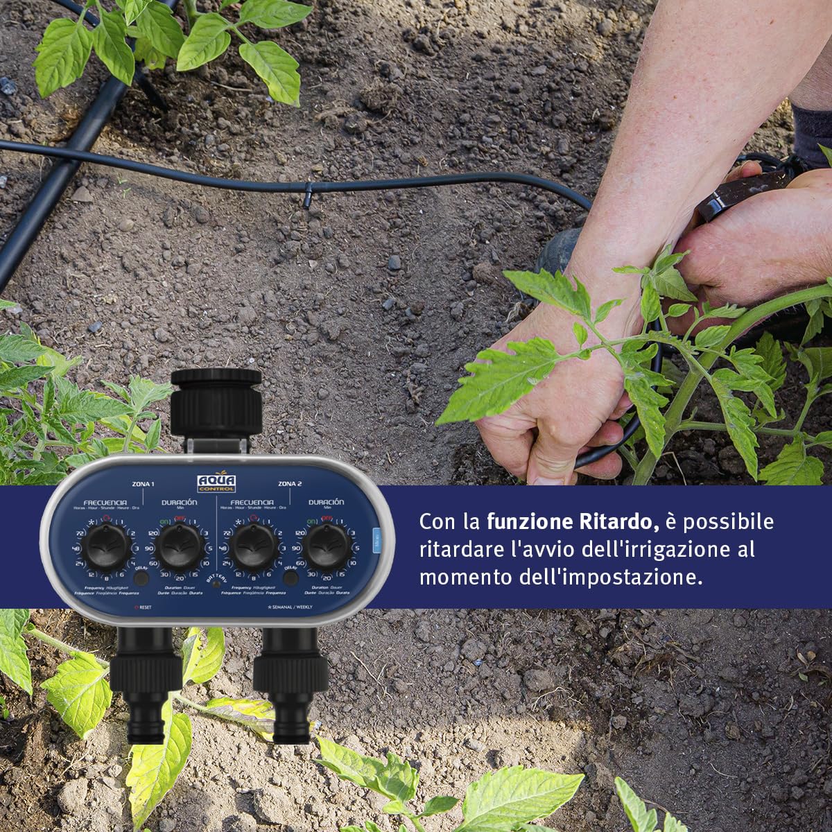 Aqua Control C4011 - Programmatore d'Irrigazione per Giardino - per Tutti i Tipi di Rubinetti - con 2 Uscite Indipendenti