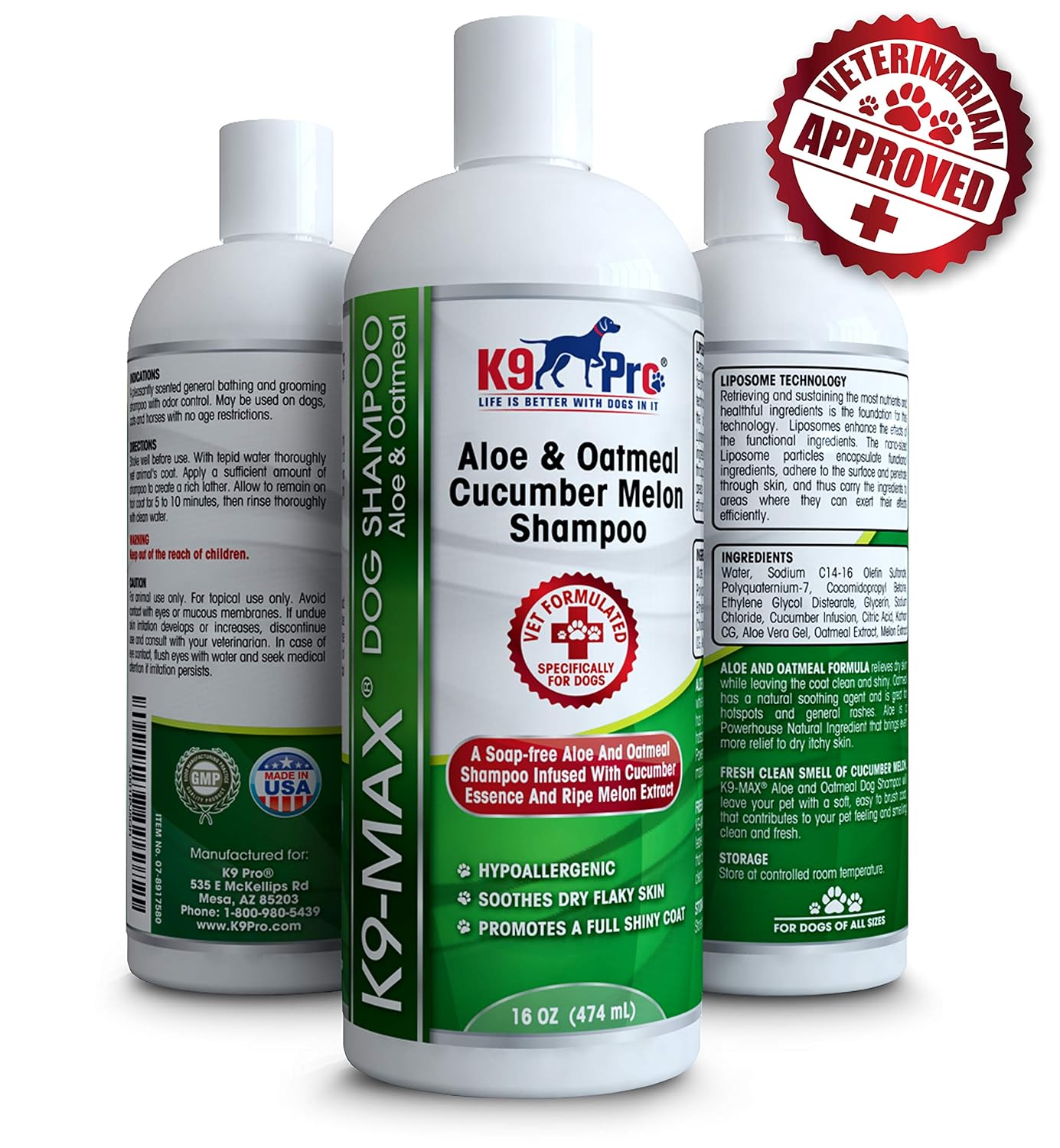 Oatmeal Dog Shampoo and Conditioner - For Dogs With Allergies And Dry Itchy Sensitive Skin. Best Hypoallergenic Medicated Tear Free Anti Itch For Puppy - With Aloe Cucumber Essence and Melon Extract : Pet Supplies