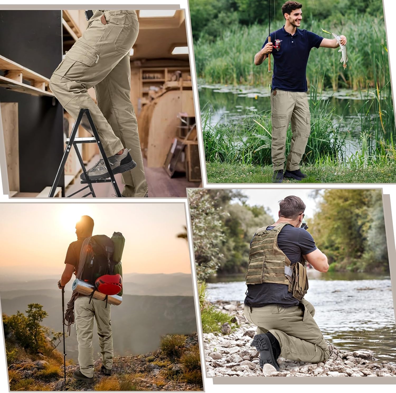 IGOLUMON Men's Ripstop Tactical Pants Breathable Stretch Cargo Pants Outdoor Lightweight EDC Work Hiking Pants Zipper Pockets - Image 7