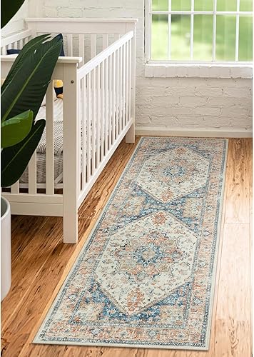 Miniatura 5 de LIVEBOX Alfombra de pasillo lavable de 2 x 6 pies, alfombra bohemia de cocina larga, alfombra vintage de pelo bajo para dormitorio, alfombra suave