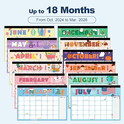 Miniatura 4 de SUNEE Calendario de escritorio 2024 de 17 x 12 pulgadas, 18 meses, octubre de 2023 a marzo de 2025, calendario académico de escritorio, calendario