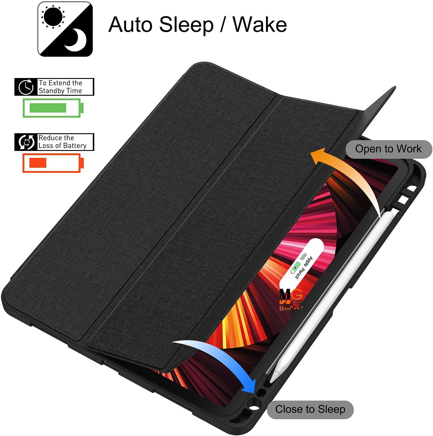 ^_^Apple iPad Pro M1 Apple Pencil ケース Maxgood Capa Smart Case Compatível Ipad Pro 11'' 2018-2022 A1980
