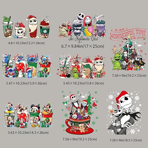 Miniatura 2 de Parches de transferencia para planchar de Navidad, 8 hojas de parches de invierno para planchar para ropa, Halloween, vinilo de transferencia de