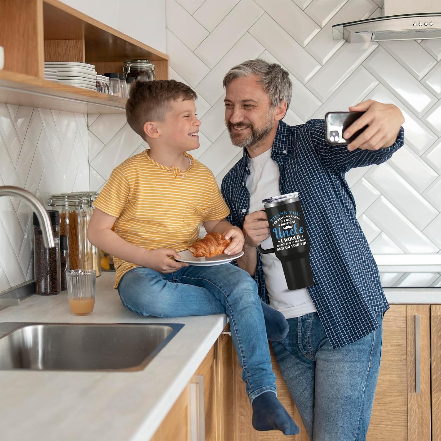 Gifts for Uncle, Uncle Tumbler 40oz With Handle, Best Uncles Gifts From Niece Nephew, Funny Uncles Gift for Father's Day Birthday Christmas, Gift for Funcle Coffee Mug - Image 7