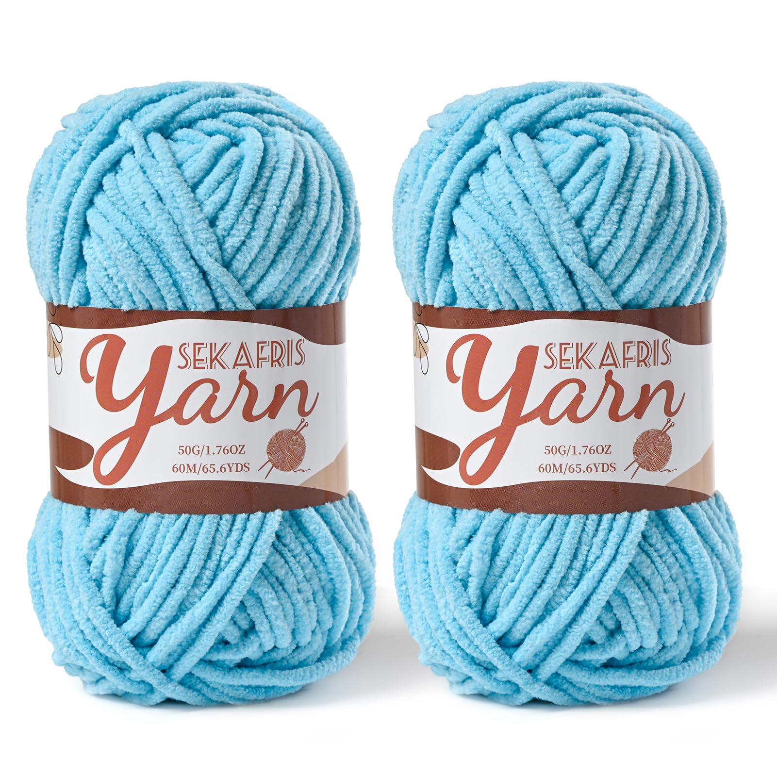 Chenille Yarn for Crocheting Crochet Azure Yarn 2 Pack