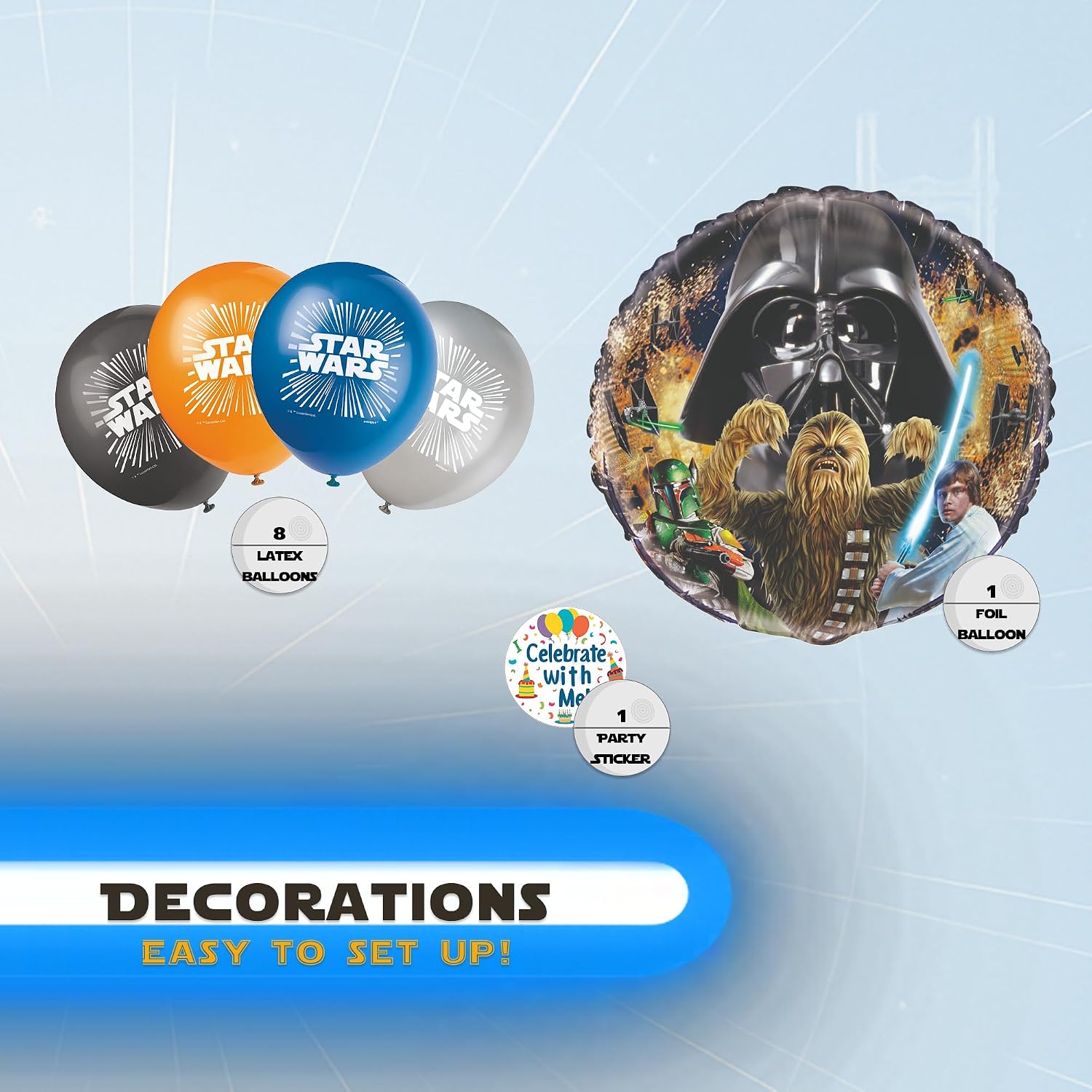 Unique Star Wars Party Decorations | Bundle of Balloons | Officially Licensed | Galaxy Birthday Décor For Doorway Arches, Kids Parties, Birthdays, Fast Room Setup