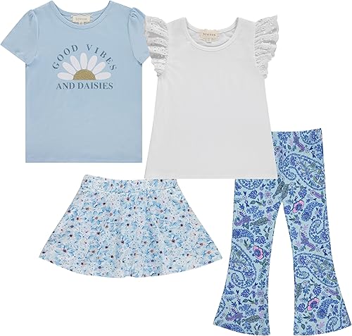 BTween Girls 4 Pack Mix Match Set Comfy Stretch, Sizes 4-16