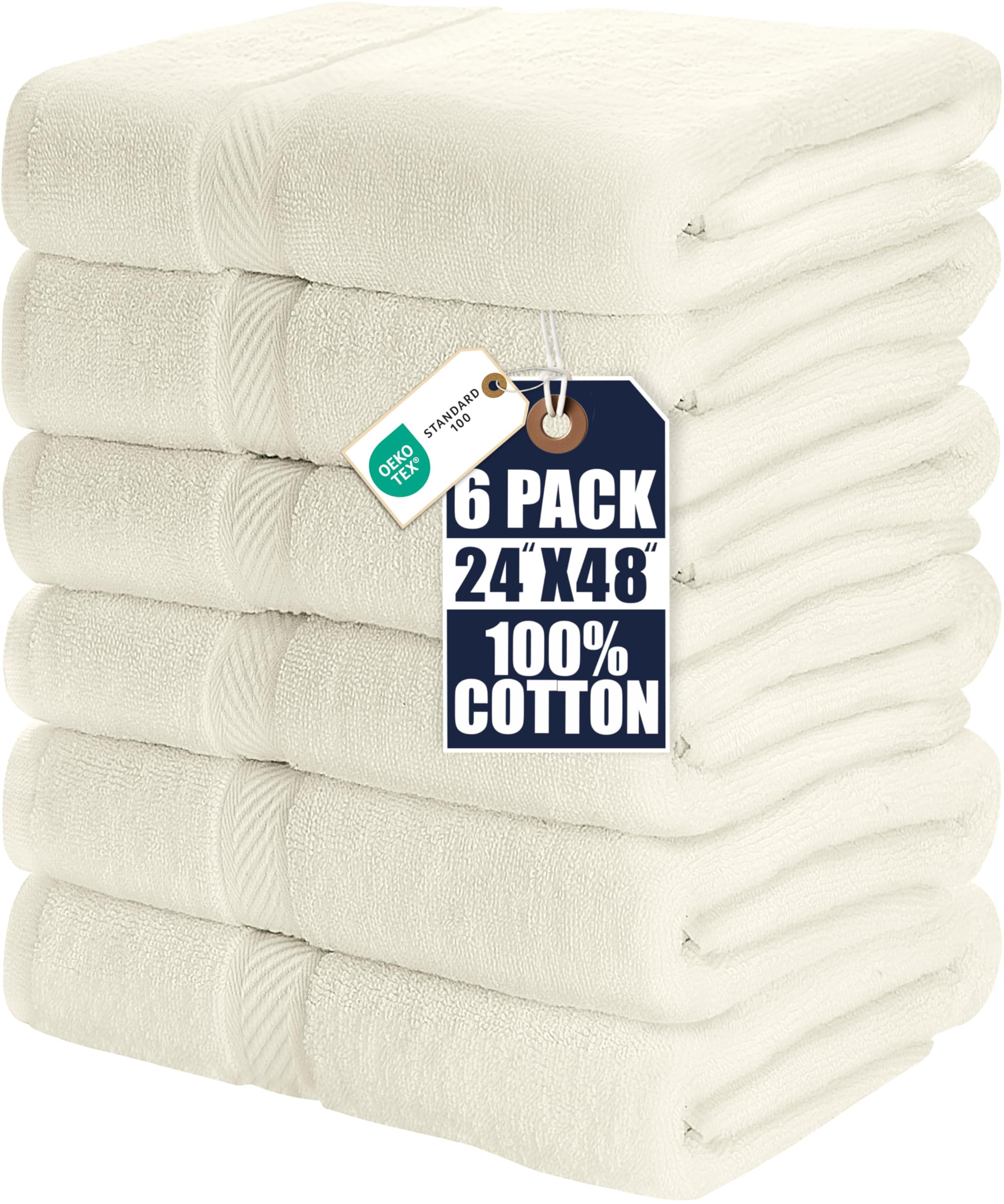 Utopia Towels [6er-Pack Badetuch-Set, 100% ringgesponnene Baumwolle (61x122 cm) mittelleicht und stark saugfähig, Premium-Handtücher für Hotel, Spa und Badezimmer (Elfenbein)