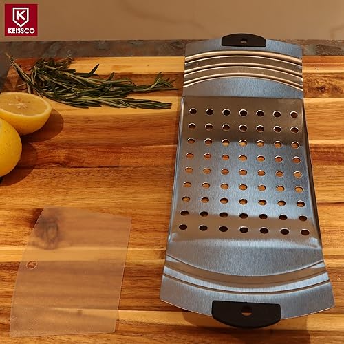 Miniatura 7 de Spaetzle Maker de acero inoxidable de alta calidad, plano Spaetzle con raspador de pastelería tradicional alemán para hacer fideos de huevo