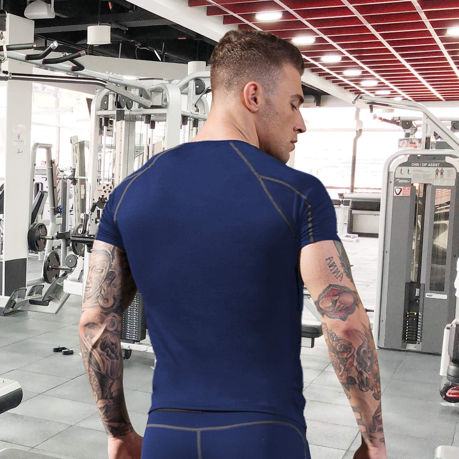 Compression Shirt Men Cool Dry Workout Tops Short Sleeve Athletic Base Layer T Shirts Gym Basketball Undershirts