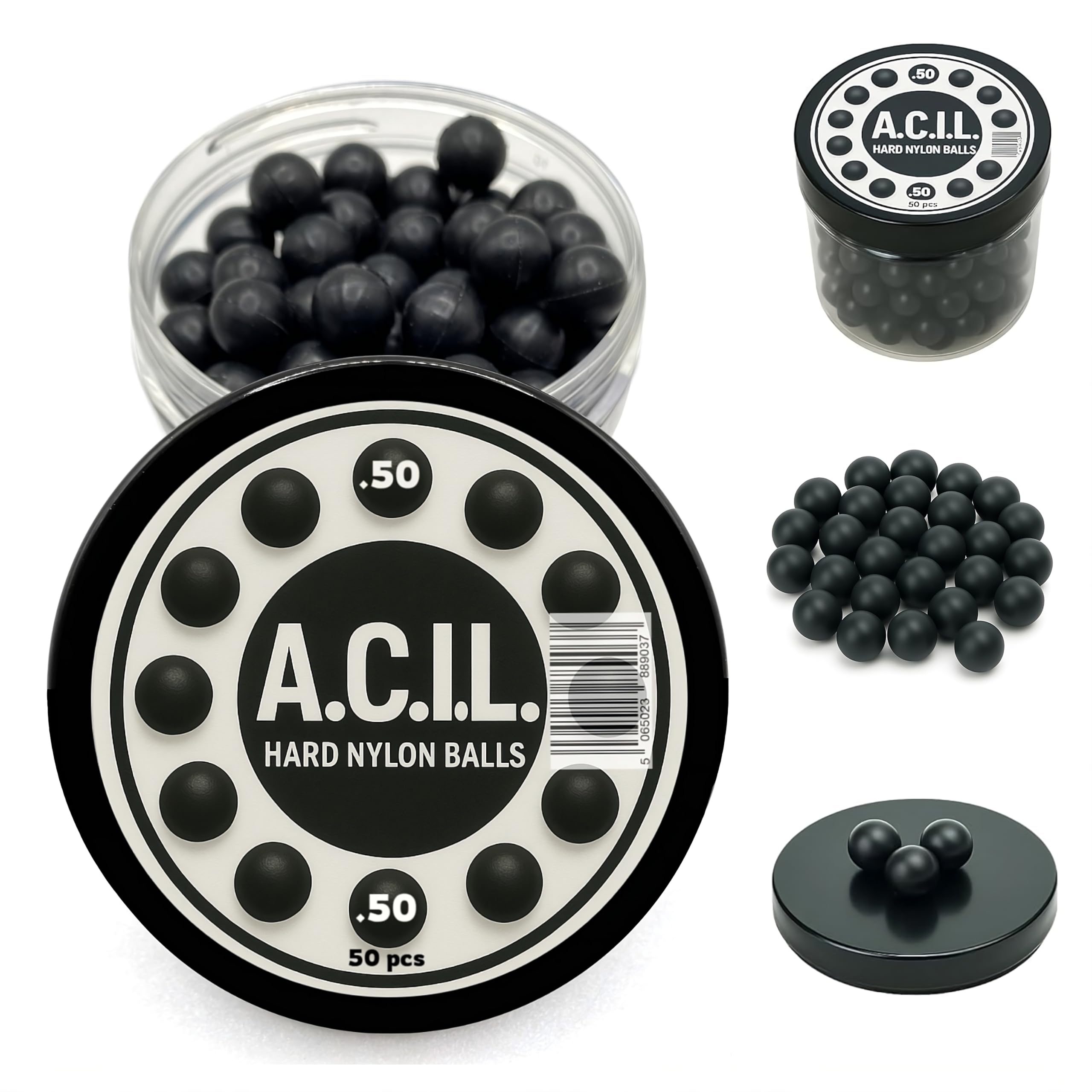 50 x Hard Nylon Balls Cal 50 – Precision Training Ammo for Paintball, RAM & Self Defense Pistols – Durable Reusable Projectiles