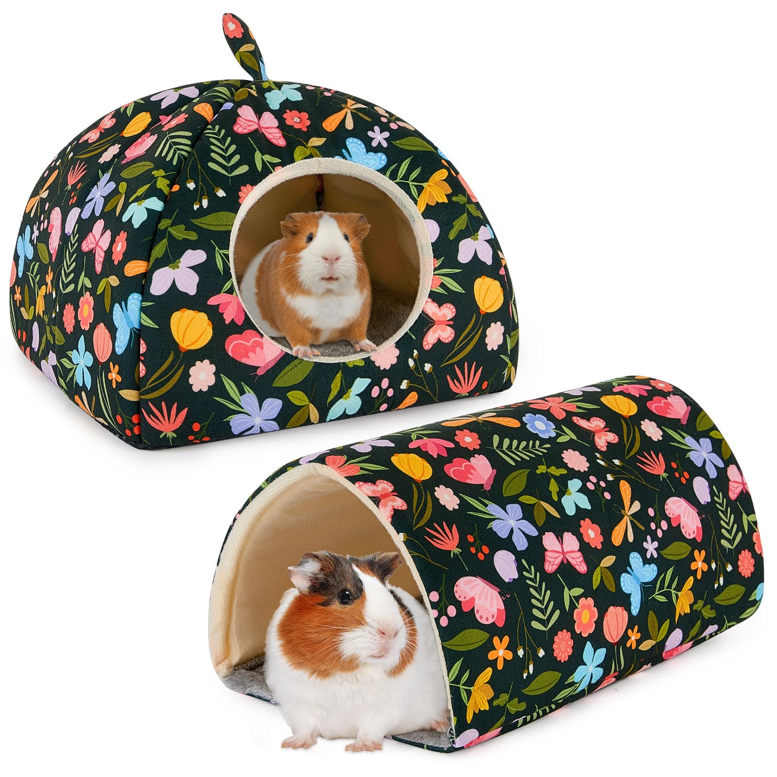 Hedgeink Guinea Pig House & Tunnel Set - Cuddly House & Toy for Rabbits Guinea Pigs, Ferrets and Other Small Animals