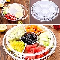 Vista 7 de mwellewm 10 bandejas redondas de plástico para aperitivos con tapa, bandeja dividida para servir, recipientes desechables para almacenamiento