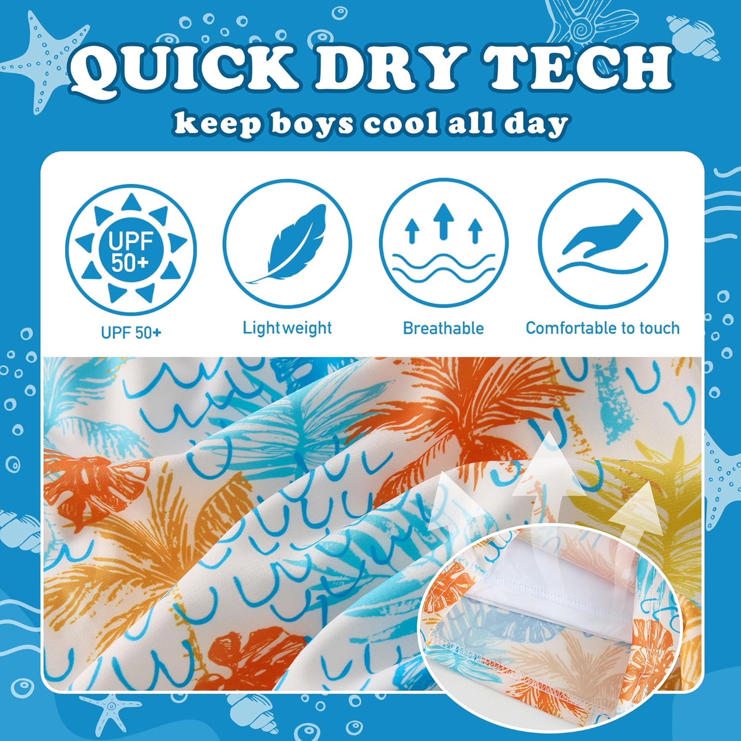 Boys Swim Trunks Little Boys Stretch Swim Shorts Kids Bathing Suit with Compression Boxer Liner Quick Dry 5-12Y - Image 5