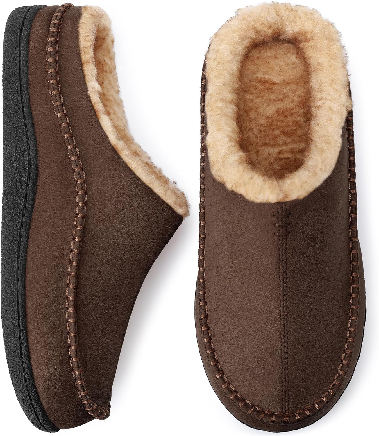 shoeslocker Men's Slippers, Comfy Memory Foam Slip-on Indoor House Shoes