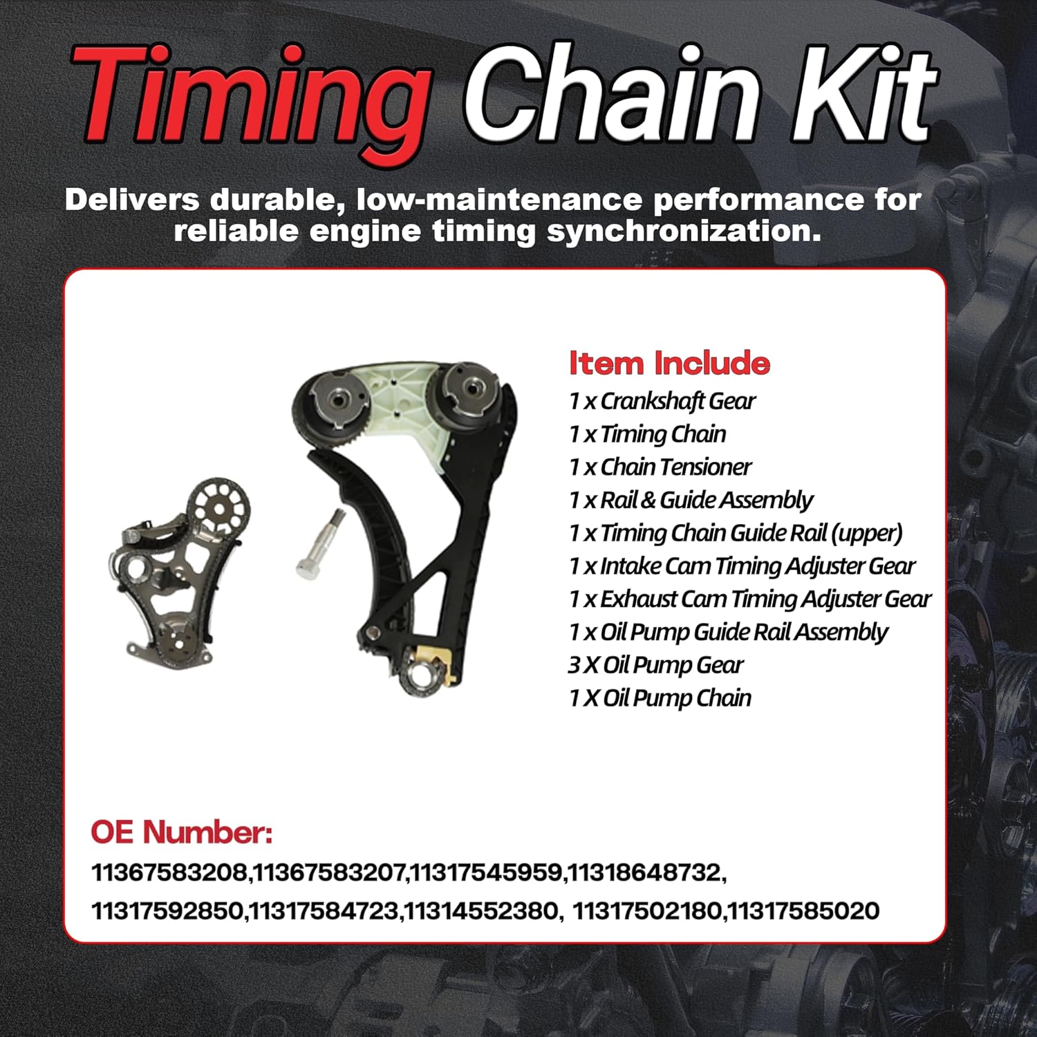 N55 3.0 Overhaul Rebuild Kit with Timing Chain VVT Gear Kit Piston & Bearing Kit Fit for BMW 135i 335i 435i 535i 640i 740i X1 X2 X3 X4 X5 X6 2011-2018 Replace#11127599212 11367583208
