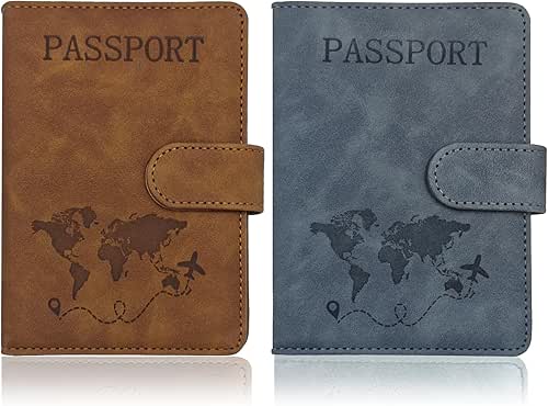 2 Pack RFID Blocking Passport Holder for Travel Essentials Premium
