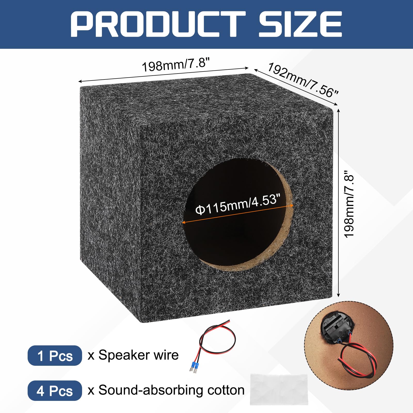 sourcing map Contenitore per altoparlanti in legno con porte da 5 pollici, scatole per subwoofer grigie a ventilazione singola scatola per altoparlanti per camion audio per veicoli domestici fai da te