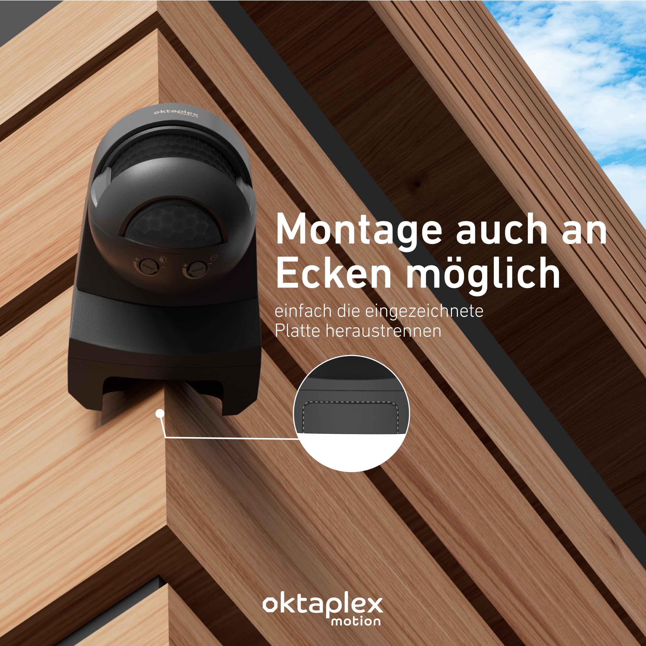 Oktaplex Lea - Juego de 2 detectores de movimiento para exteriores, color antracita | Sensor PIR IP54 de 180 grados, 12 m, montaje en esquina, 230 V, apto para LED