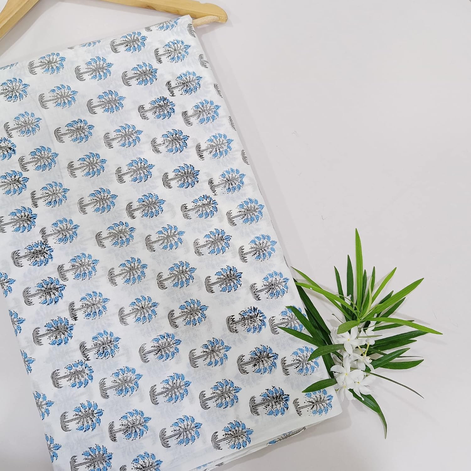 Trade Star 100% Cotton Fabric By the Yard 3 Yard Hand Block Printed Fabric for Sewing Crafting Dressmaking Running Natural Dye Sanganeri Indian Floral Print Fabric of Width 44 Inches (Pattern - 5)
